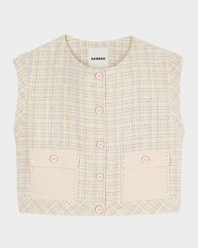 Mimosa Decorative Tweed Cropped Vest